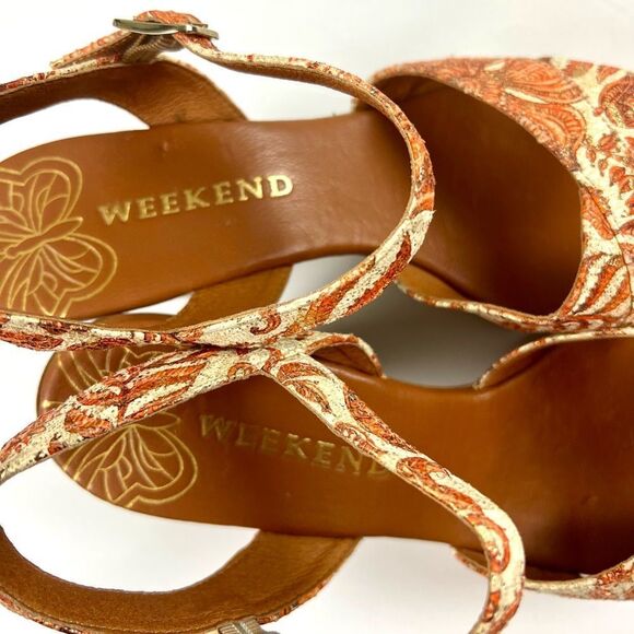 Pedro Miralles  Weekend Floral Platform Sandals - Orange and Cream - Picture 7 of 12